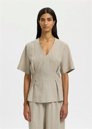 Mariam ss linen blend top Nature Stripe Selected Femme